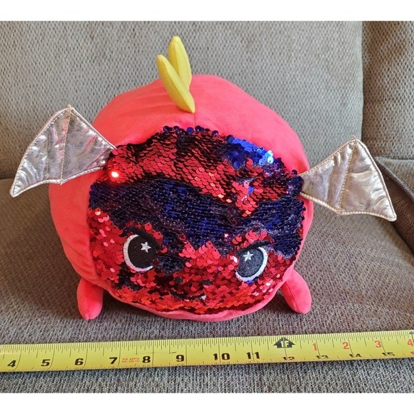 2019 Red Ash the Dragon Sequin Faced Moosh-moosh Stuffed Animal Plush Toy #3900 - Picture 12 of 12